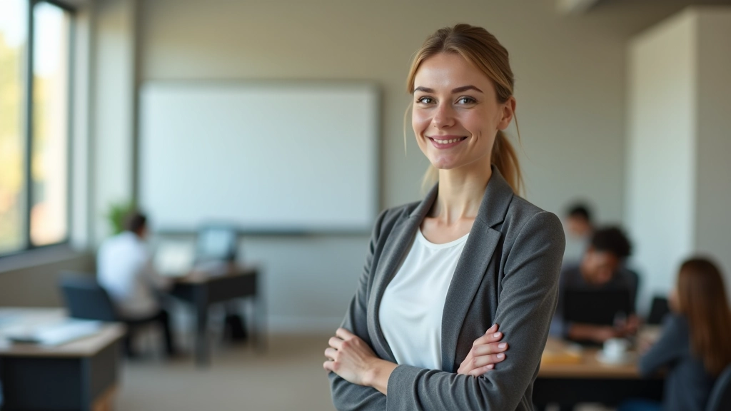 Skolotāja darbā pie digitālās tāfeles, demonstrējot adaptīvās mācību sistēmas datus saviem skolēniem